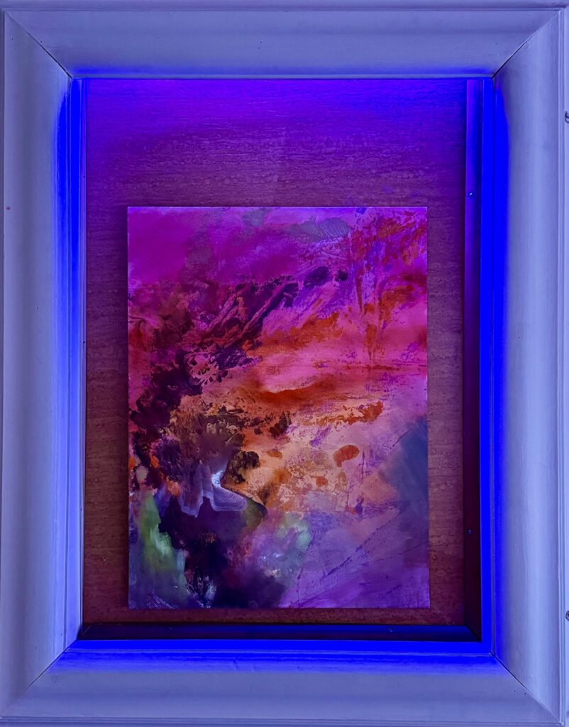 huile sur papier, dégradé de couleurs chaudes, Alizarane,